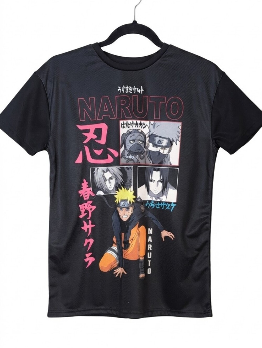 NEW Naruto Shippuden Anime Graphic Print Black Tshirt Boys Size Large 11 12 Top